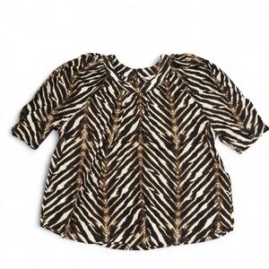 Calvin Klein Zebra Print Blouse‎ Women’s Size Large EUC